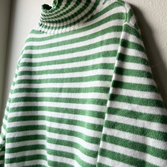 Floor Clothing green white stripe Wool Blend Funnel Neck Sweater Sz S - Picture 4 of 13